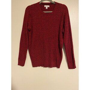 Kim Rogers Sweater Women's XL Red & Black Marbled Cable Knit Long Sleeve Cozy